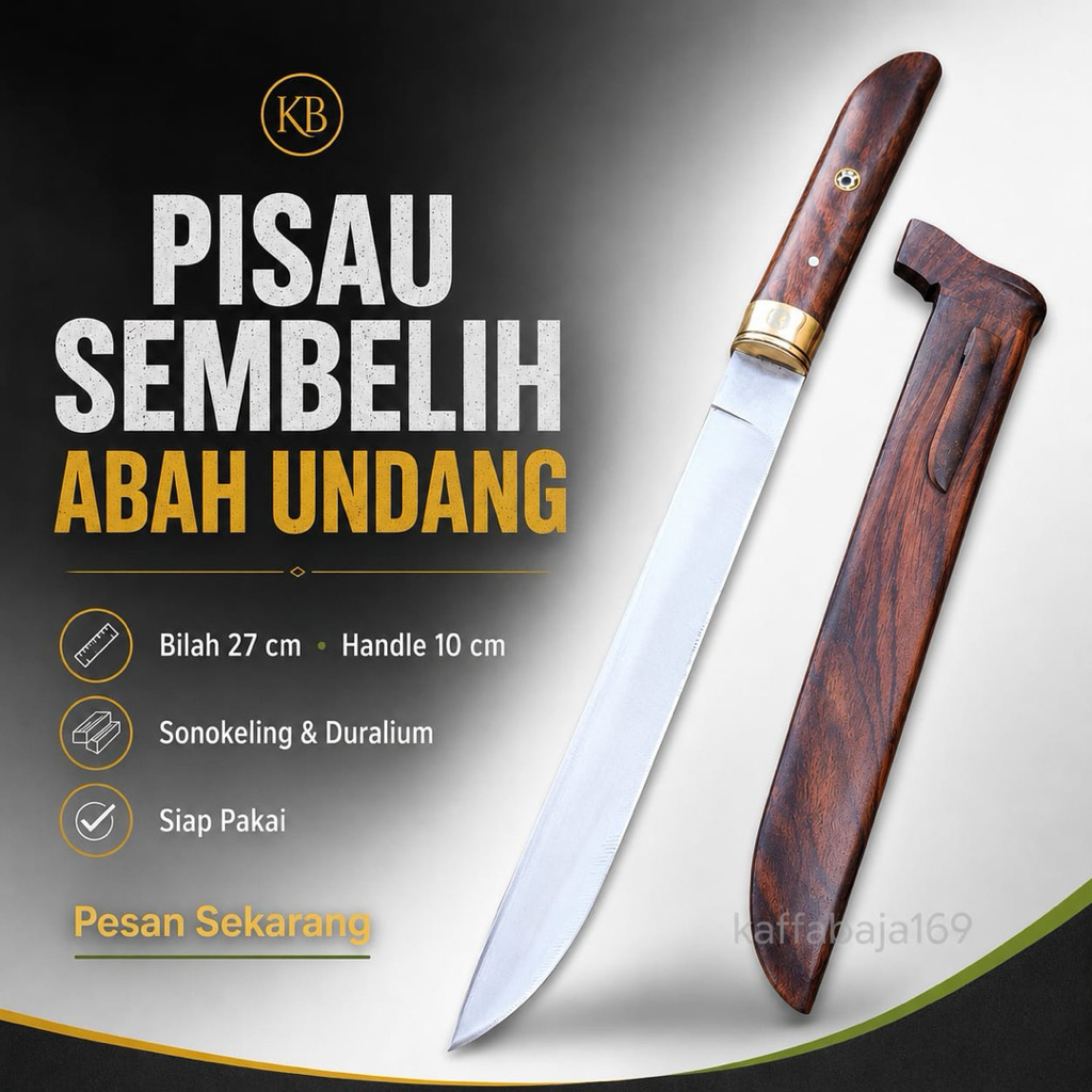 KAFFA  | Pisau sembelih baja kikir / patar kayu sonokeling mozaik