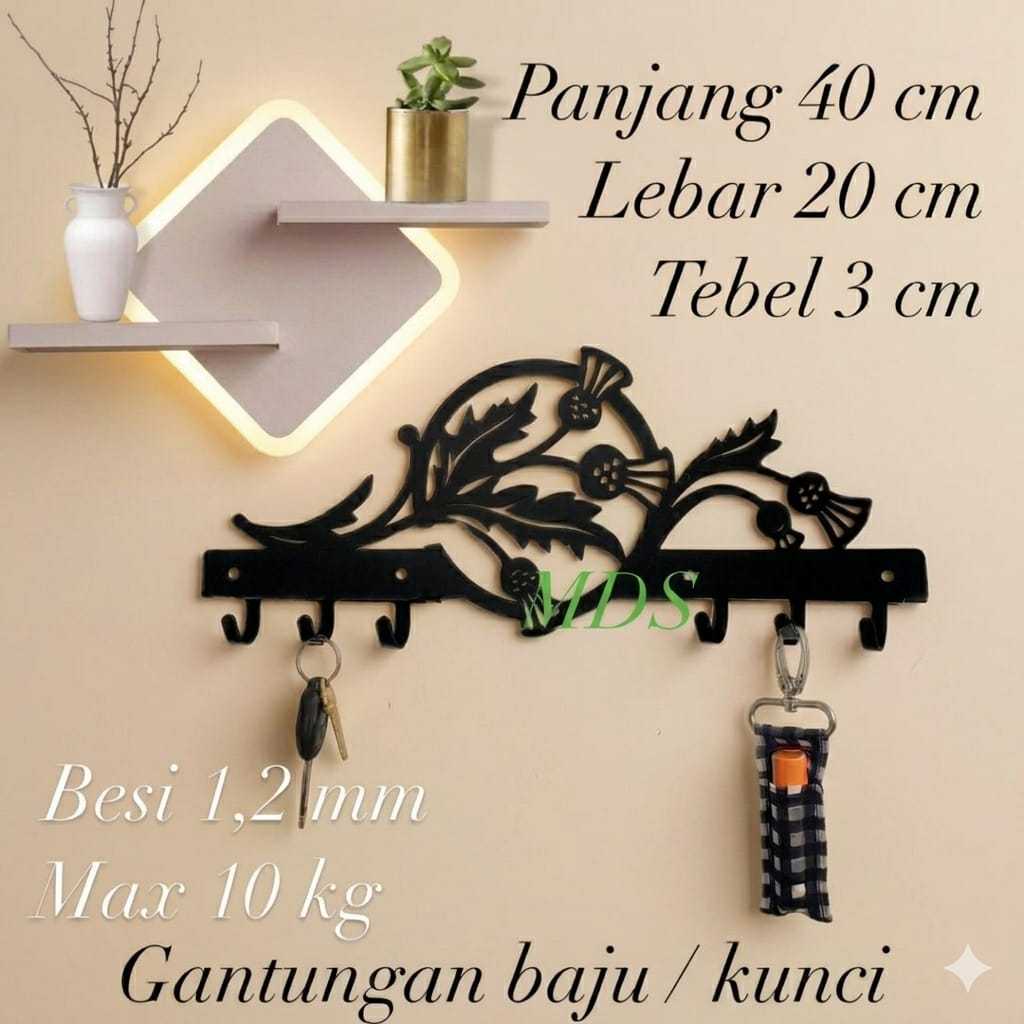 Hiasan dinding gantungan kunci tas baju tempel