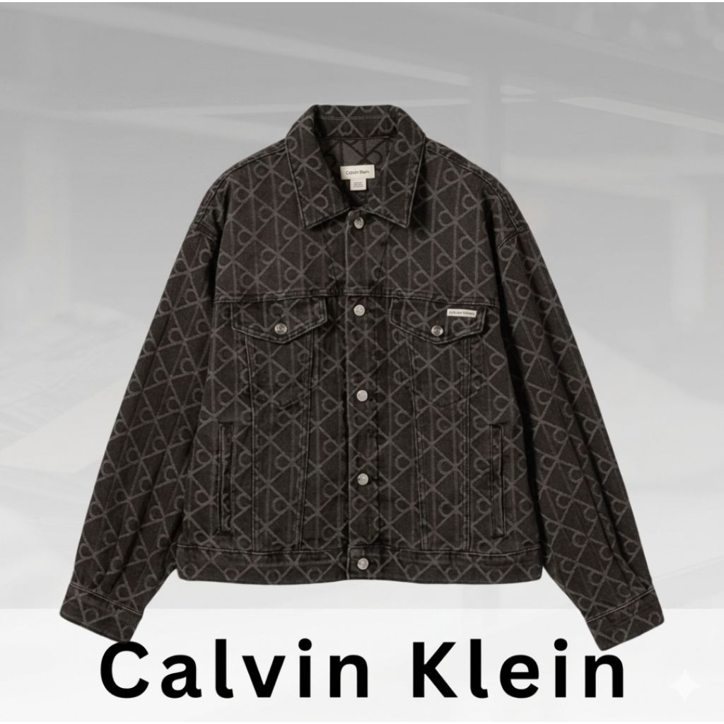 (Preloved Original) Calvin Klein Jeans 90s Black Emblem Jacquard Trucker Monogram Graphic