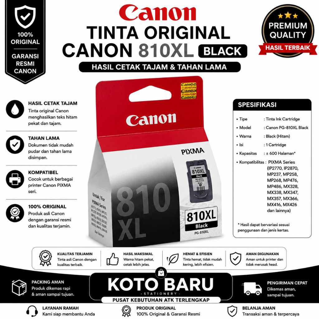 Tinta Cartridge Canon 810XL Black Original For IP2770