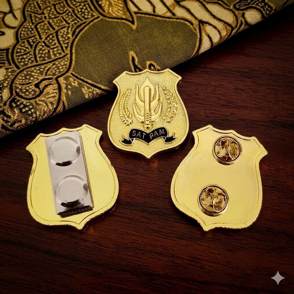 PIN KEWENANGAN SATPAM WARNA GOLD KECIL BAJU SAFARI