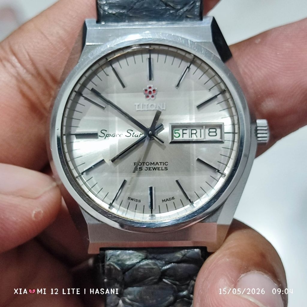 jam vintage titoni space star 25 jewels mulus kaca cutting berlian rare