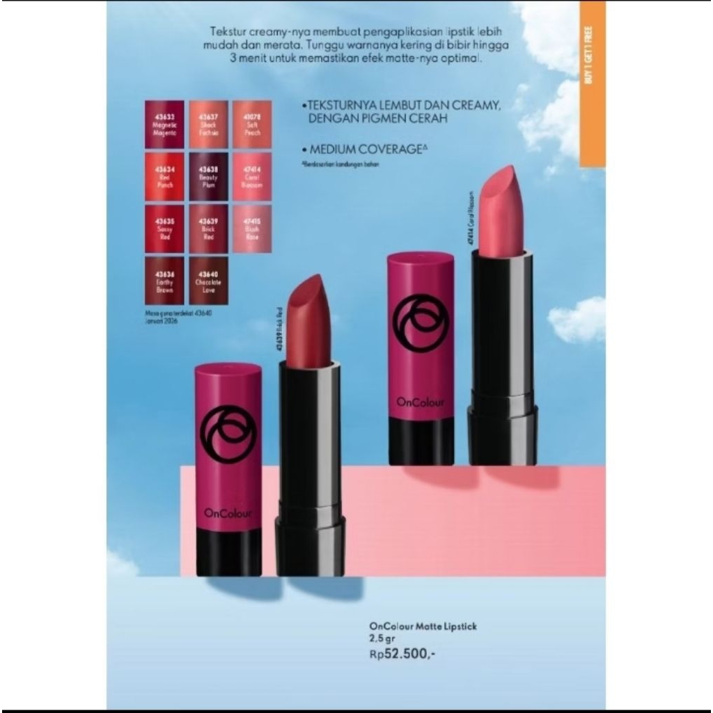 Lipstick Matte OnColour Oriflame Original Berkualitas