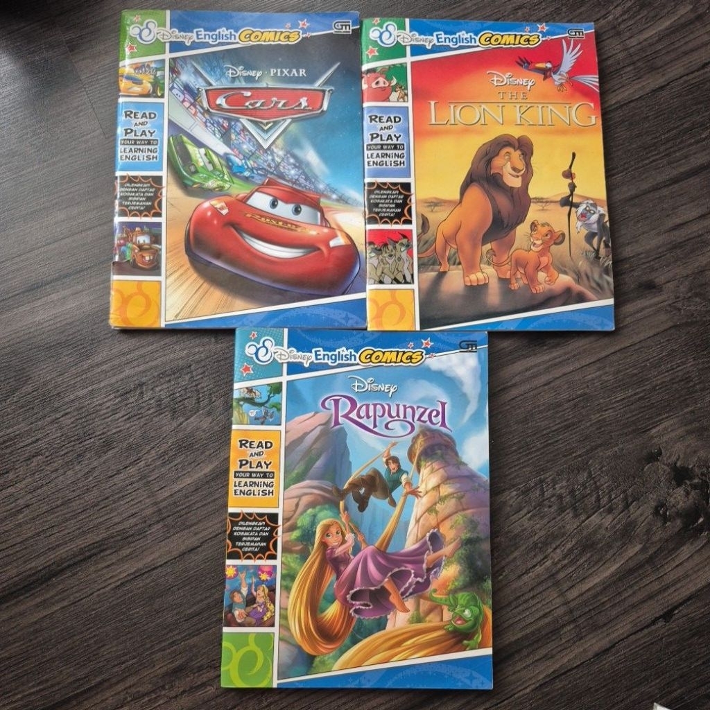 Disney English Comics Collect All 3 Rapunzel The Lion King Cars Book Buku Bilingual
