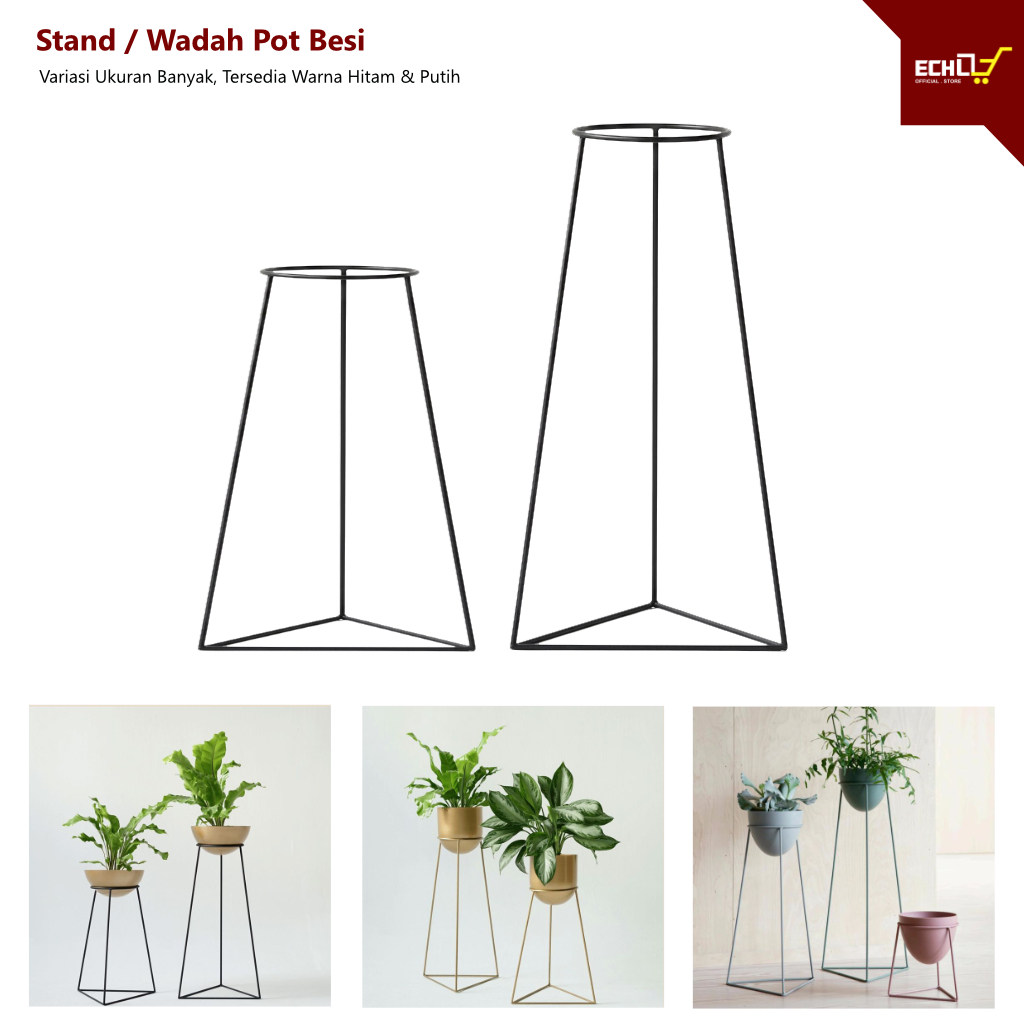 Standing Pot Besi / Wadah Pot Besi / Dudukan Pot Bunga - Model Kaki Segitiga