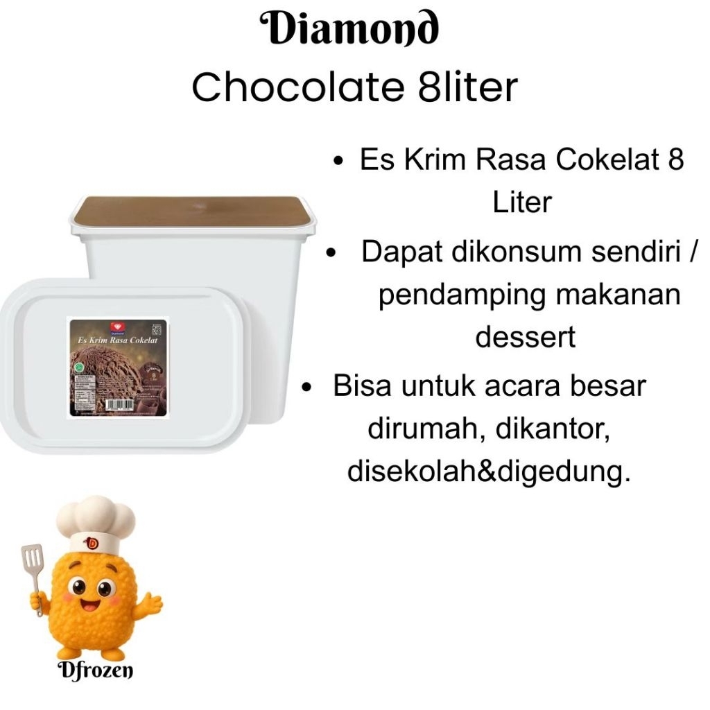 Es Krim Diamond Chocolate 8liter Ice Cream Box Kotak Lembut Creamy Rasa Dan Wangi Cokelat Asli