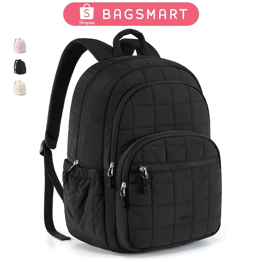 BAGSMART Casual Laptop Backpack 15.6inch Lightweight Quilted College Business Daypack for Women Men