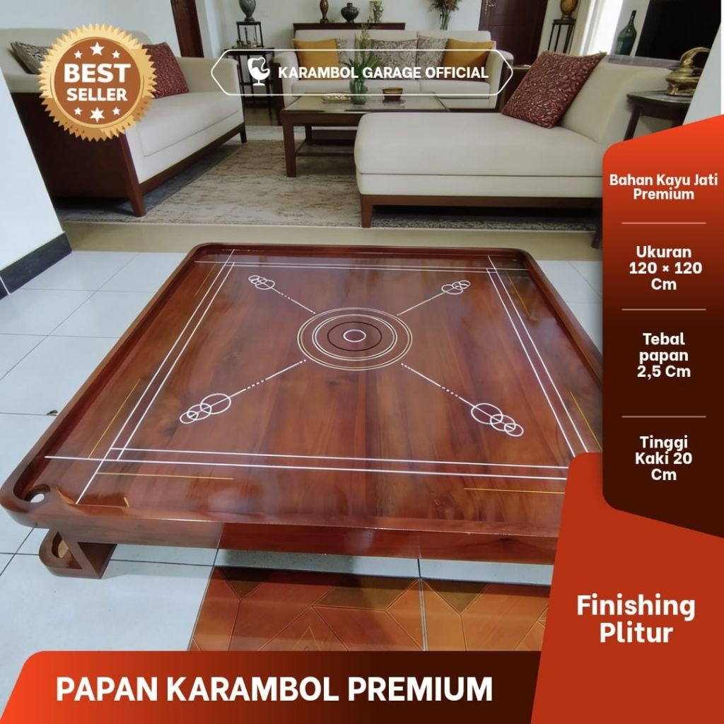 PAPAN MEJA KARAMBOL PREMIUM  Bahan Full Kayu Jati Original  Ukuran 100 × 100 Cm