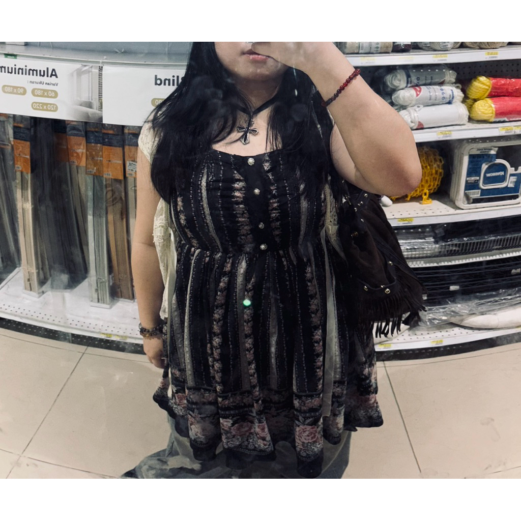 Black Gothic Vintage BabyDoll Dress //Preloved - HappyBerryPreloved