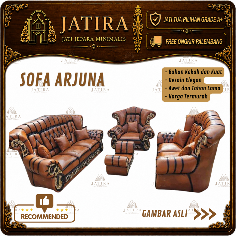 Sofa Tamu Kulit Arjuna | Sofa Tamu Kulit Mewah Murah palembang
