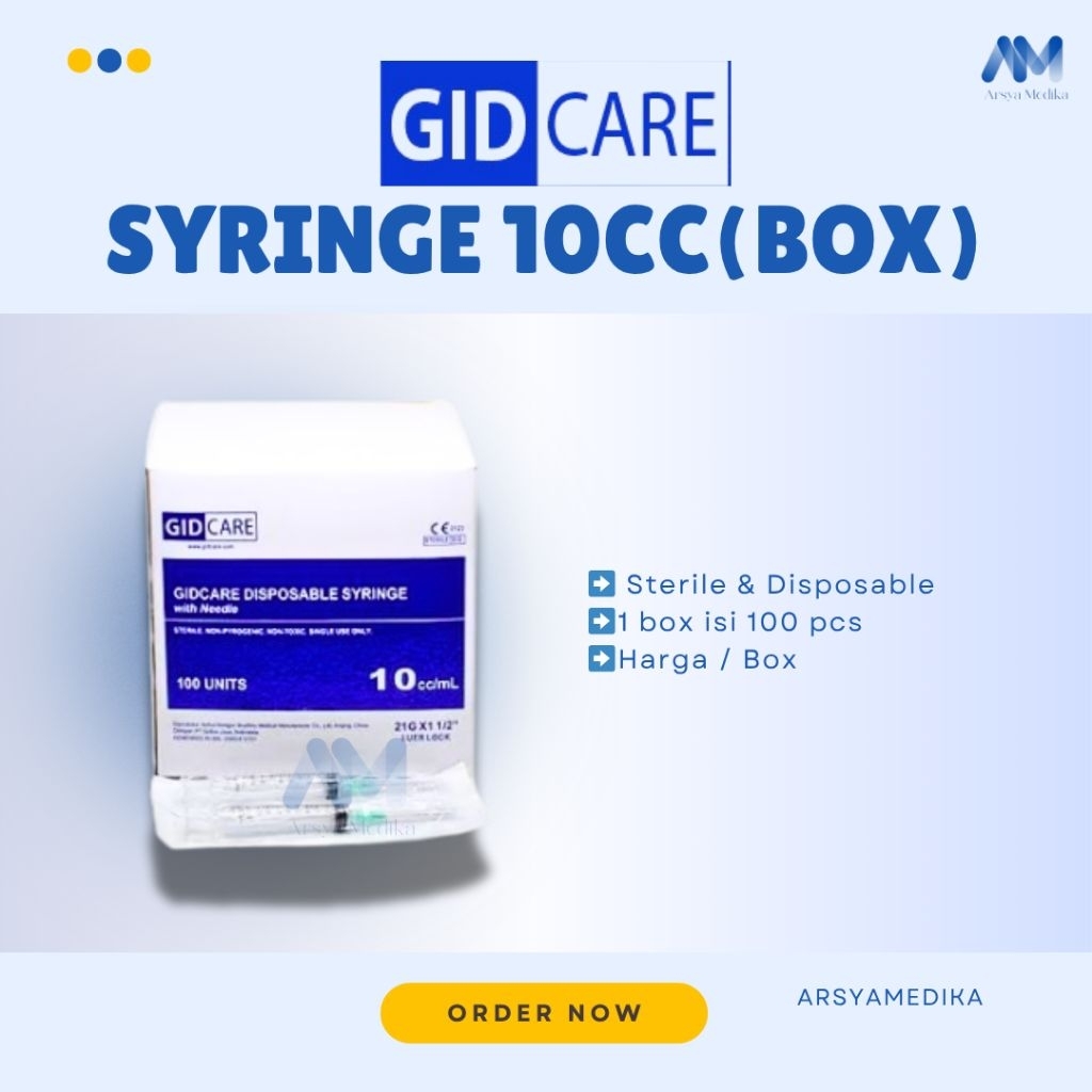 Syringe Disposable Gidcare 10cc || Harga/Box