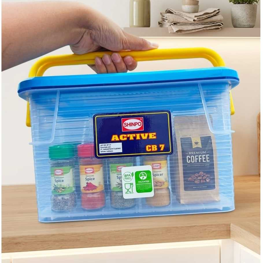 Kotak Penyimpanan Bening Pegangan Handle Box Container CB 7  U