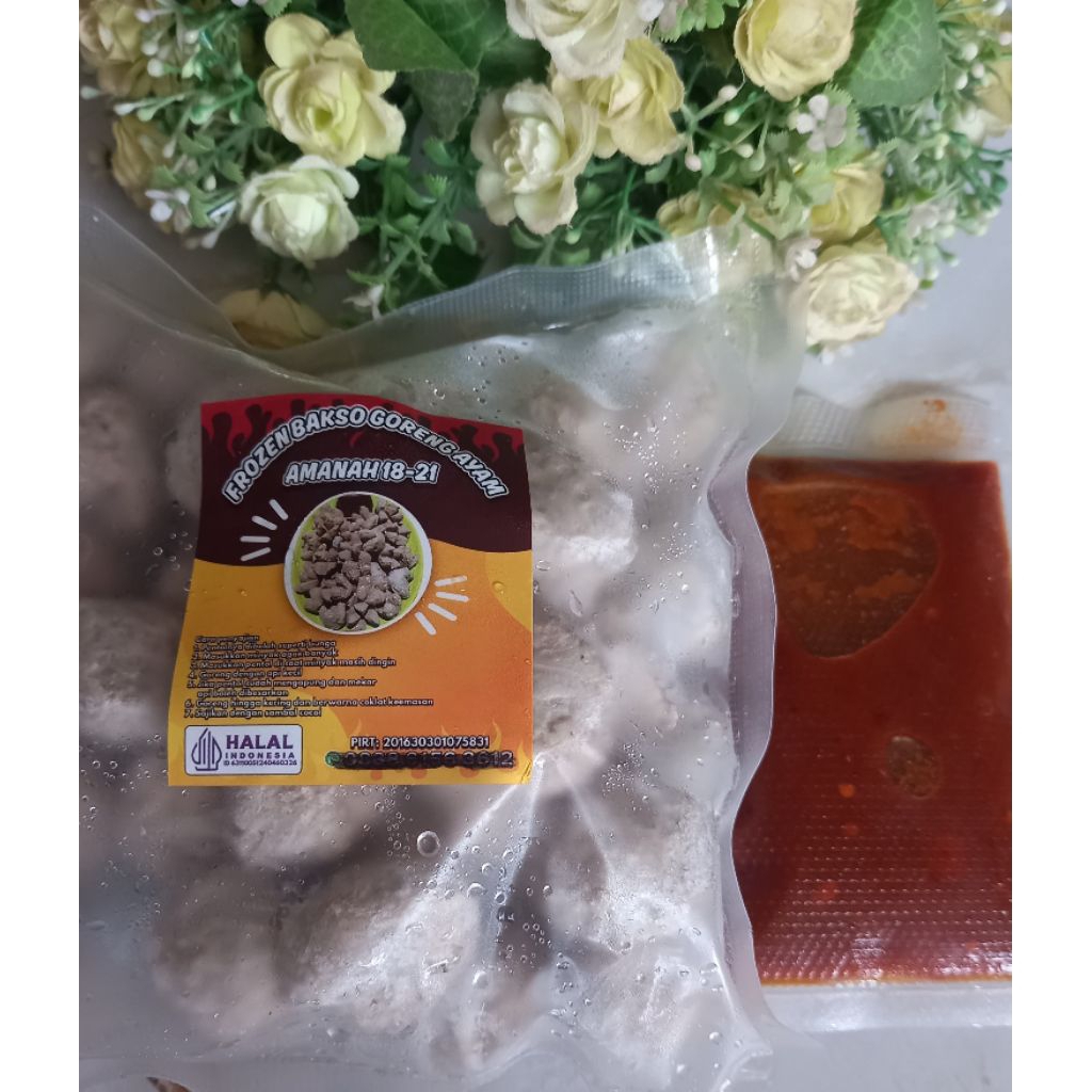 Bakso Goreng Ayam Frozen 500gram Krispy Siap Saji Saos Cocol Pedas