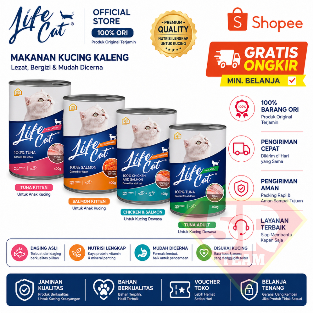 Life Cat Kaleng Adult Kitten 1 Dus/Life Cat Kaleng Grosir