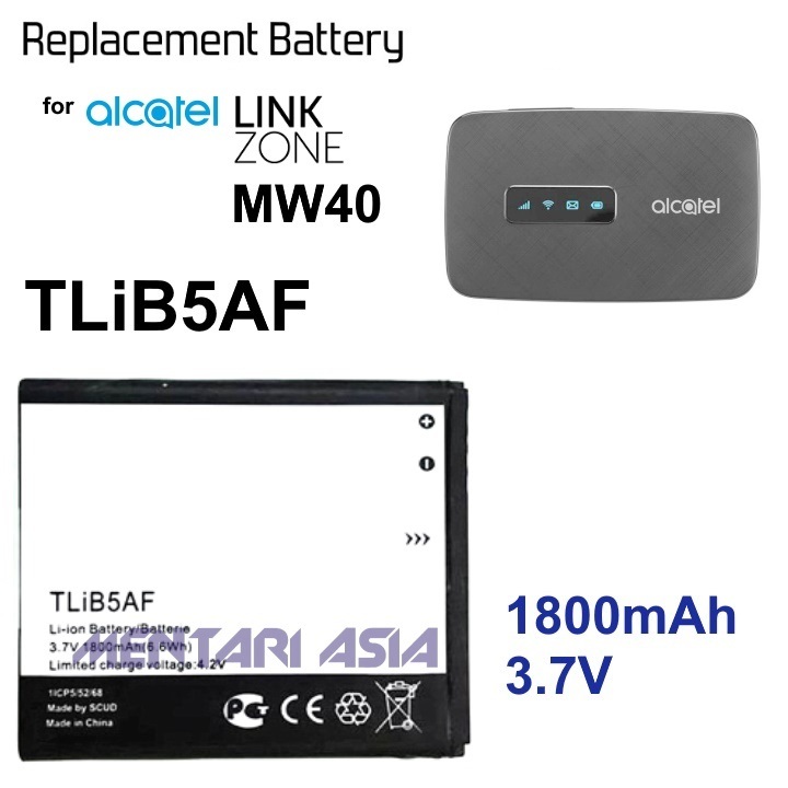 Replacement Battery for ALCATEL Mifi MW40 - PREMIUM Quality TLiB5AF 3.7V 1800mAh