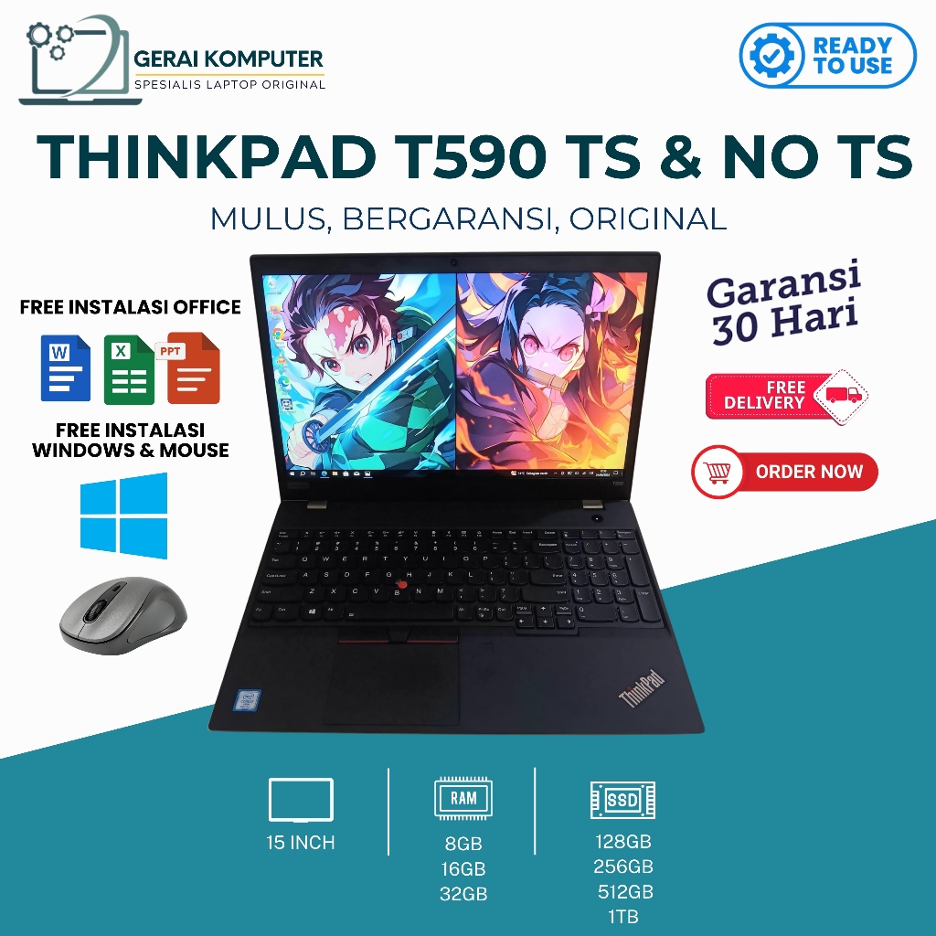 Lenovo Thinkpad T590 T580 T570 i7 | i5 Gen8 Touchscreen 16GB 512GB 15,6Inch Numpad | Murah Bergarans