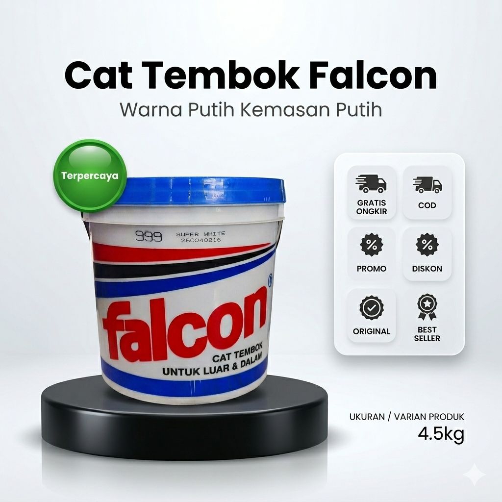 CAT TEMBOK FALCON BIASA 4.5 KG PUTIH  - TEMBOK INTERIOR -CAT MURAH DAN EKONIMIS