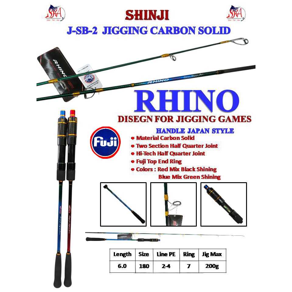 Joran Pancing Jigging Shinji Rhino Carbon Solid Pe 2-4 Ring Fuji