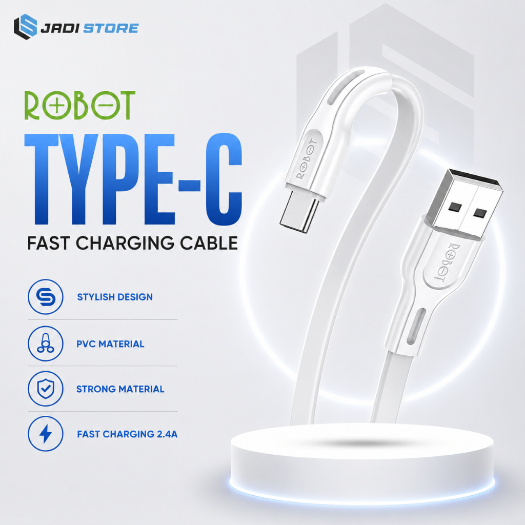 Kabel Data Robot Type C RDC100S Kabel Type C Fast Charging Kabel Type-c Kabel Type C Robot Original 