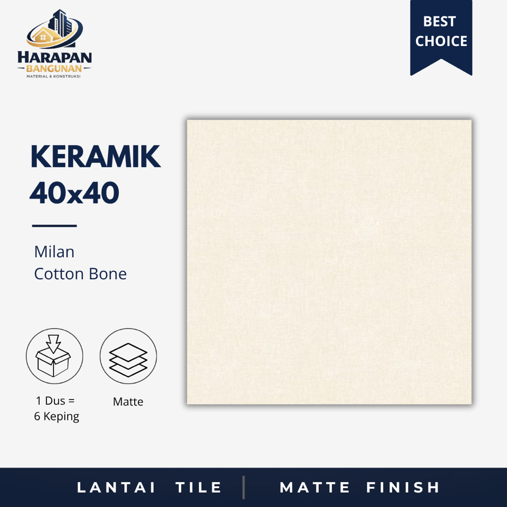 Keramik Lantai 40x40 Milan Cotton Bone Matte Krem 40 x 40