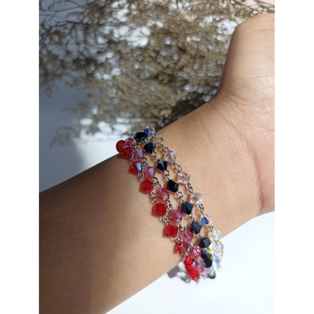 Gelang Kristal Swarovski Bicone Hitam JET AB | Aksesoris Gelang Swarovski |  Kristal Swarovski