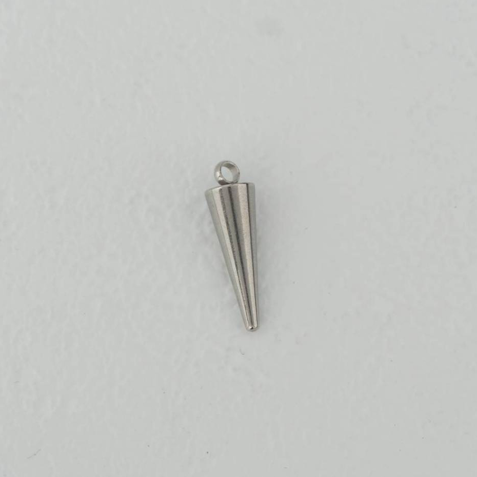 ZOLVEN - (17mm) Plain Tube Cone Unisex Charm Stainless Steel Liontin Tabung Kerucut Hypoallergenic
