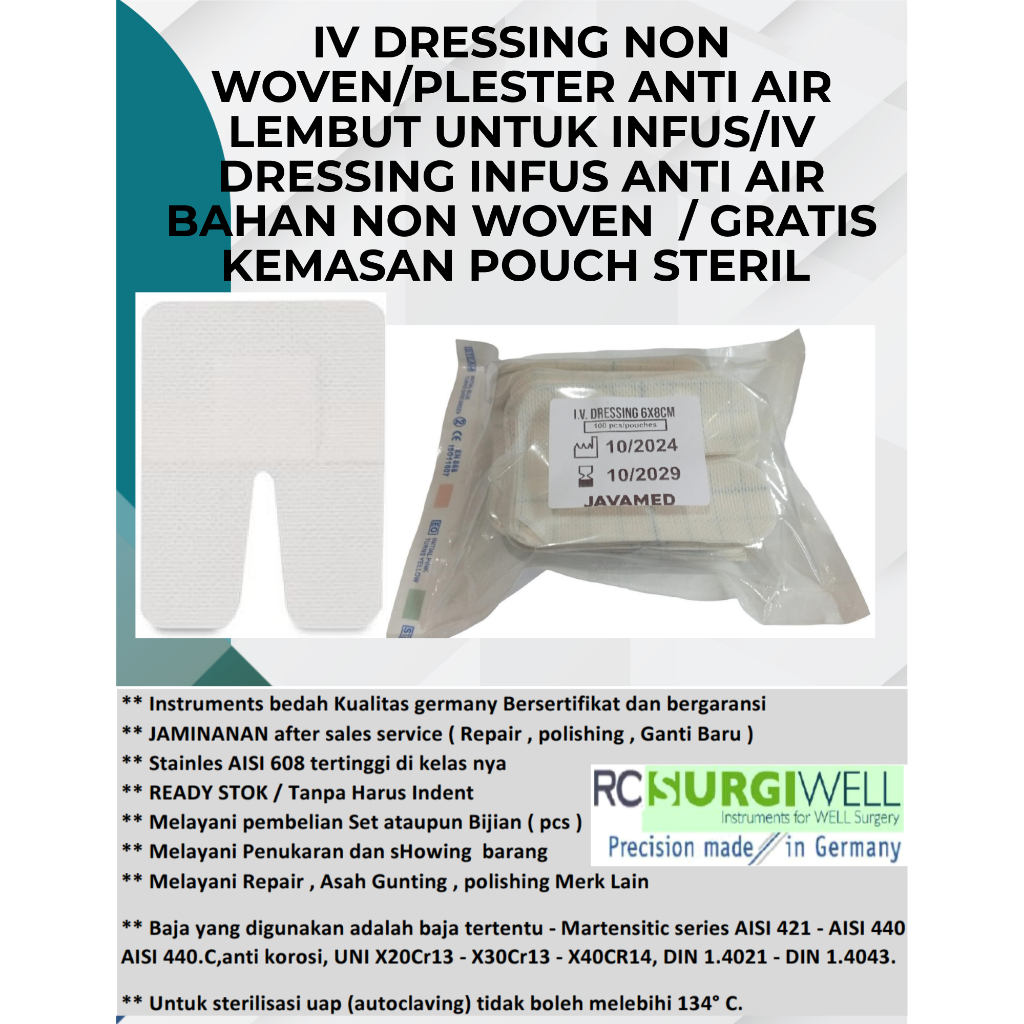 plester infus IV anti air/iv dressing non woven 6x8cm/Plester Anti Air Lembut Untuk Infus/iv dressin