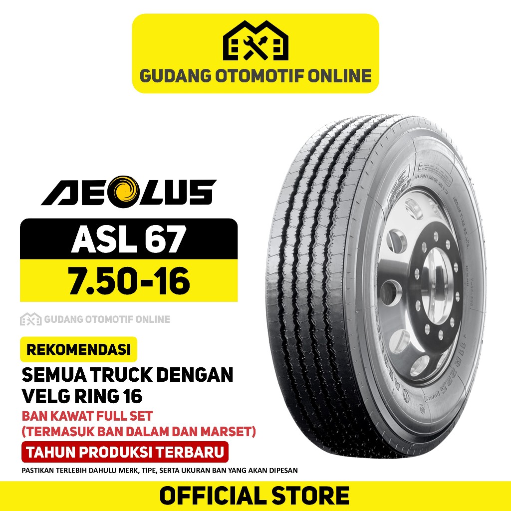 Ban Truk Aeolus ASL67 750 R16 16 Truck Colt Diesel Canter Ragasa 7.50 R16
