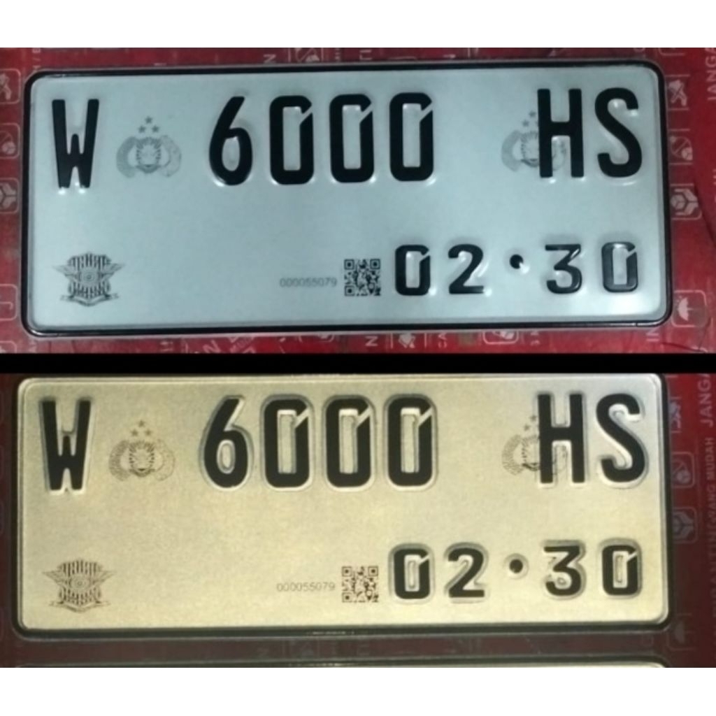plat nomor motor reflektif putih barcode scanner