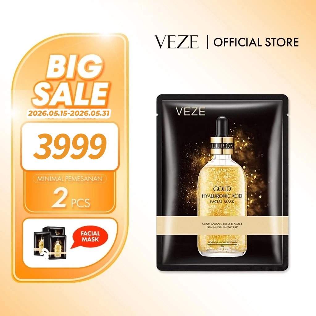 [BPOM] - VEZE Sheet Mask 24k Pure Gold Hyaluronic Acid Facial Mask Treatment Wajah 25g