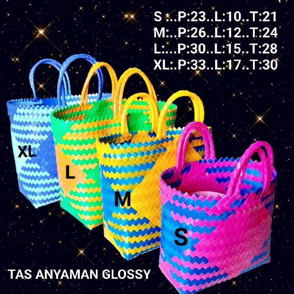 Tas Anyaman Ngawi / Tas Anyaman GLOSSY / Tas Anyaman LURIK / Keranjang belanja/Keranjang parchel/Tas