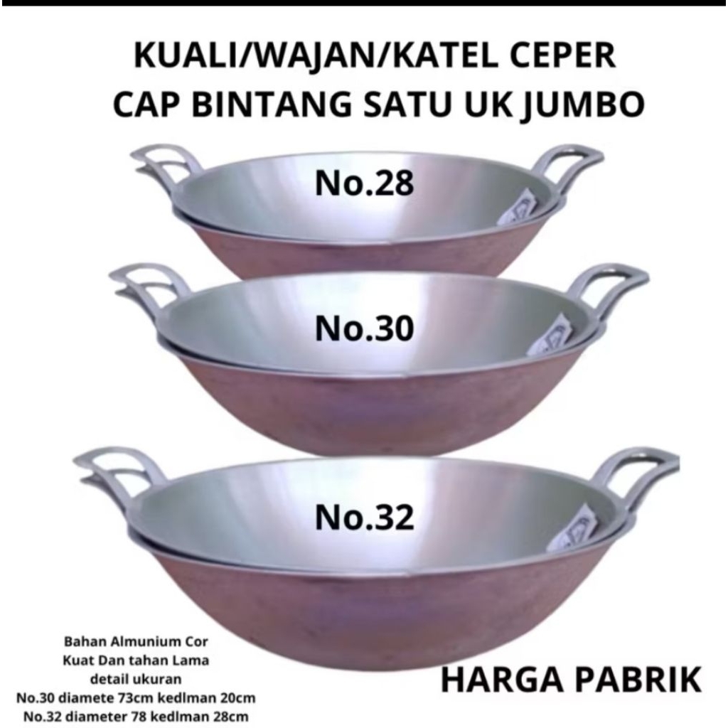Wajan Jumbo No.28 No.30 No.32 kuali katel jumbo alumunium cor tebal