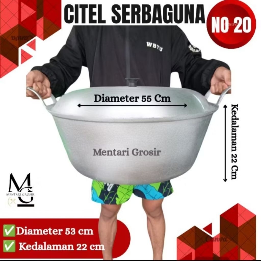 Panci citel jumbo No.20 No.18 No.16  bahan alumunium cor tebal anti karat