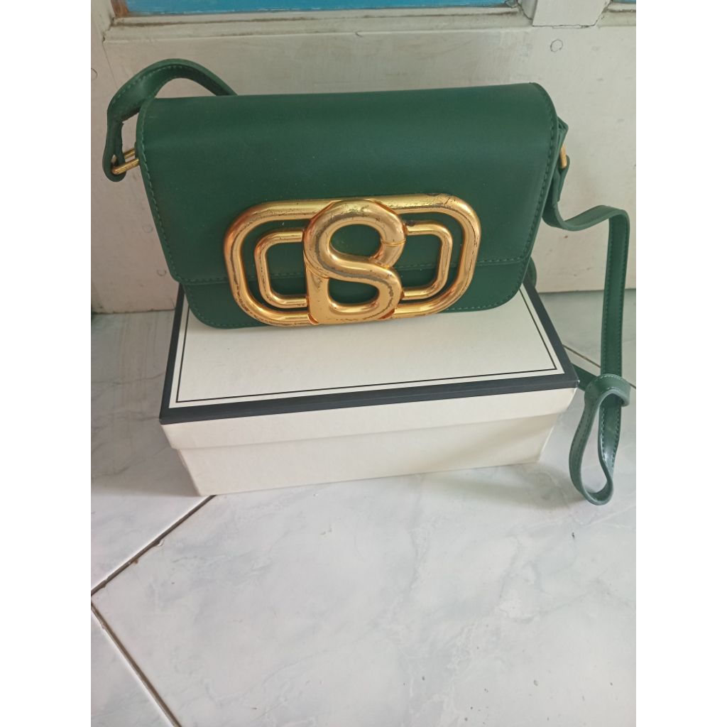 Buttonscarves , Briana bag , Dark green Preloved