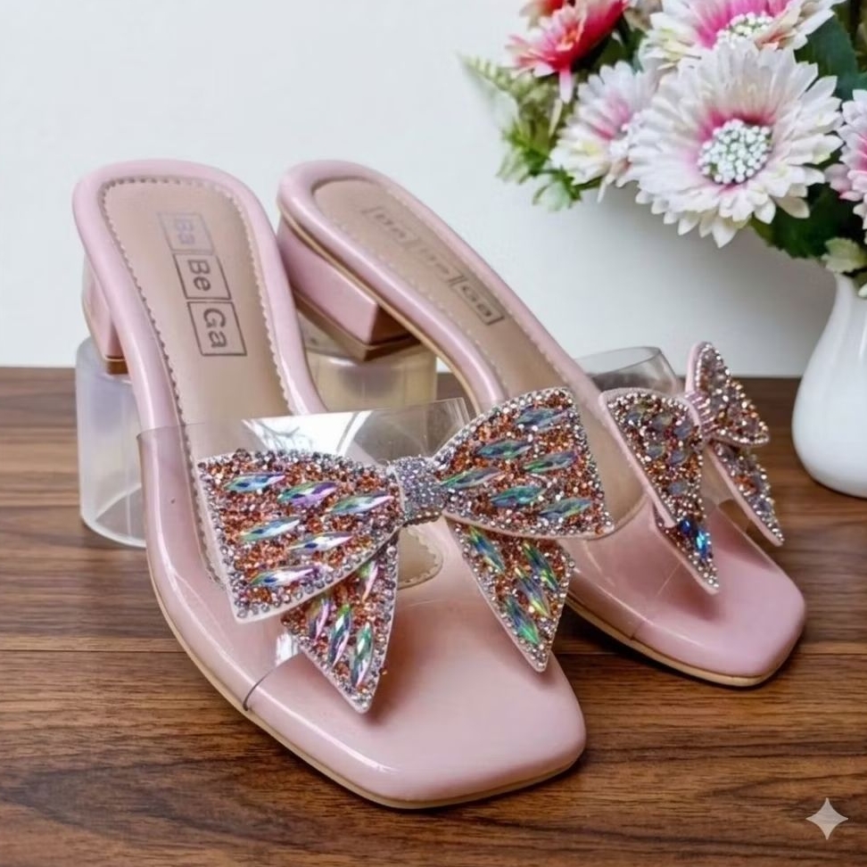 Sendal Teplek Wanita Kekinian Hak 3Cm Mika Transparan Big Size 36-42
