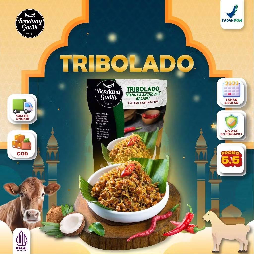 Tribolado - Teri Kacang Balado - Rendang Gadih Makanan Siap Saji Khas Minang Asli Padang Payakumbuh