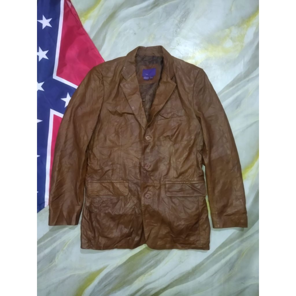 ZARA LEATHER BLAZER JACKET