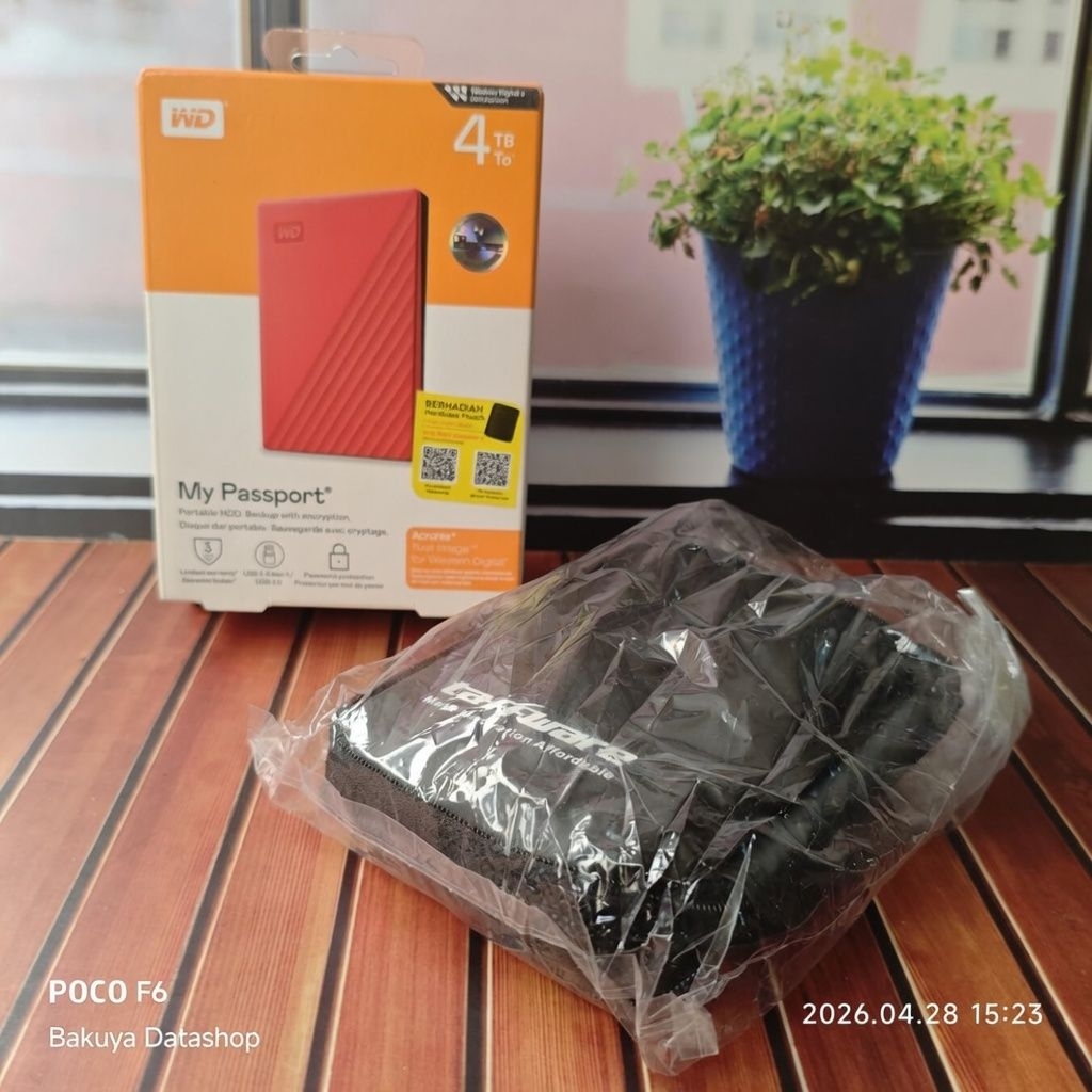HDD Hardisk Harddisk External WD My Passport 4TB Merah SECOND Mulus Normal Siap Pakai