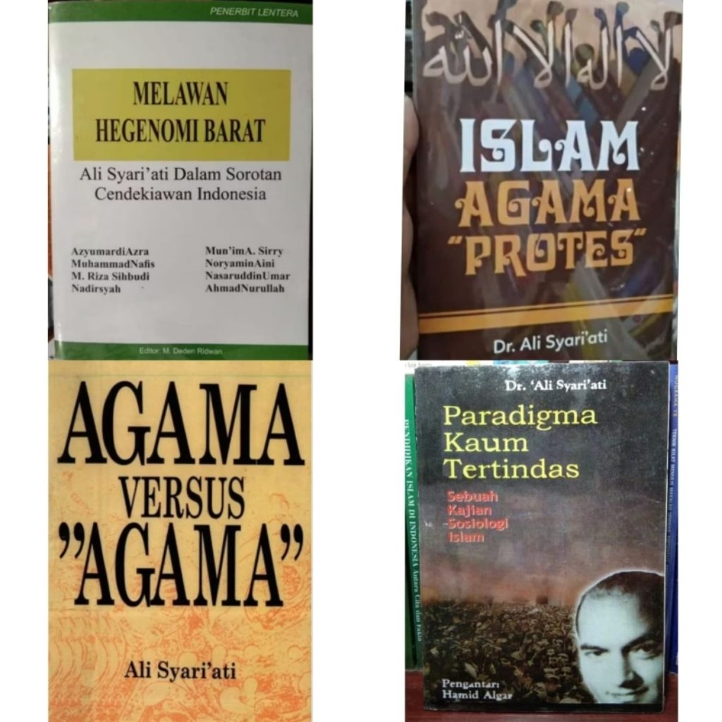 paket 4 buku Ali Syariati| Melawan Hegemoni Barat - Islam Agama Protes - Agama versus Agama - Paradi