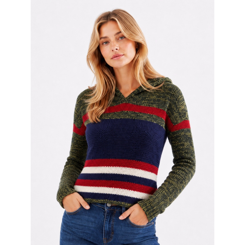 (XS) Sweater Hoodie Wool Crop Massimo Dutti