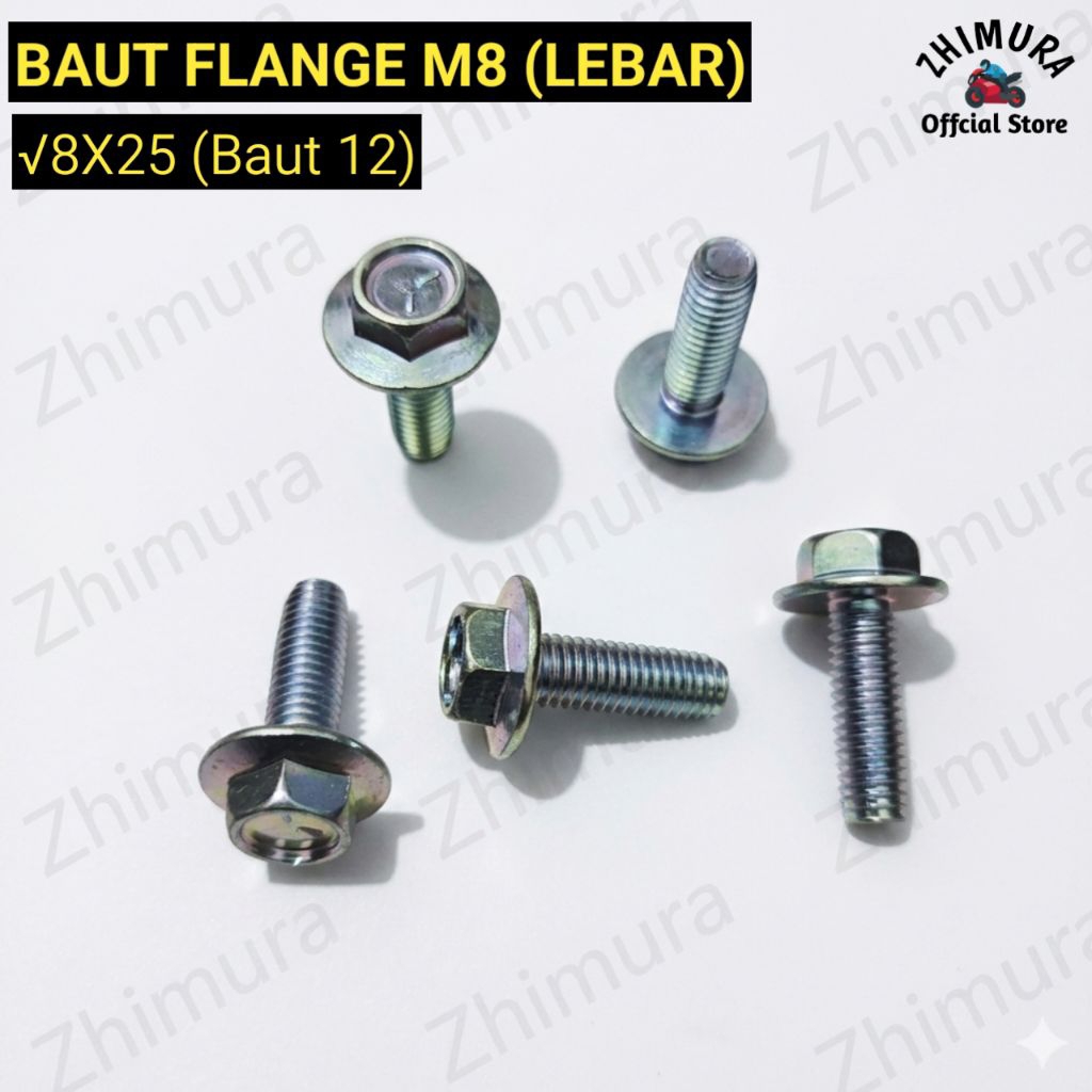 Baut Flange 8x25 Kunci 12 Baut 12 Kepala Lebar