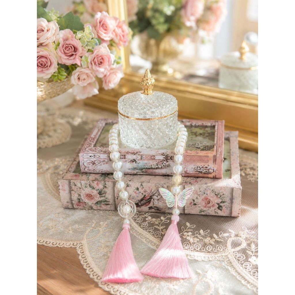 Tassel Kupu Pink Table Decoration Butterfly Crystal Garland dekorasi meja Pajangan Dekorasi Kristal 