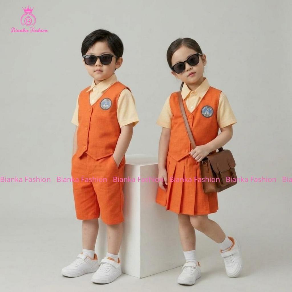 Bianka Fashion - SERAGAM TK NASIONAL ORANGE MUDA - ORANGE TUA  PANJANG/ PENDEK LAKI-LAKI DAN PEREMPU