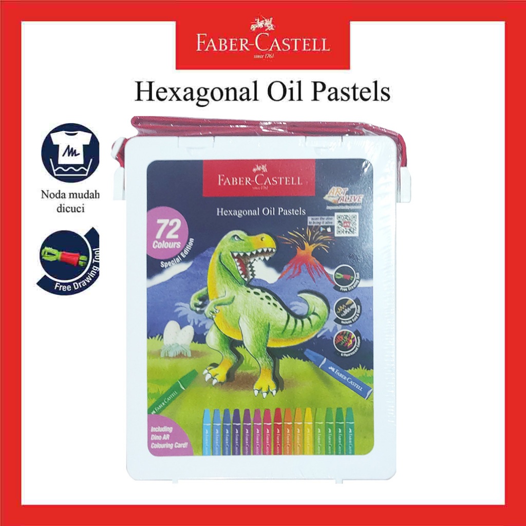 Crayon Hexagonal Oil Pastel 72 Warna Dino Edition / Krayon Faber Castell