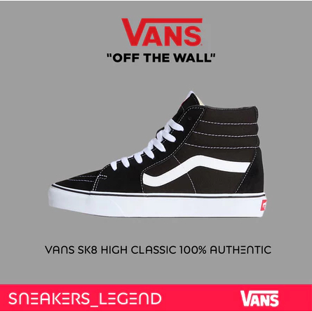"New" ORIGINAL Vans Sk8 High Black White Classic Original Free Sticker Paperbag Bubblewrap Bnib Kode