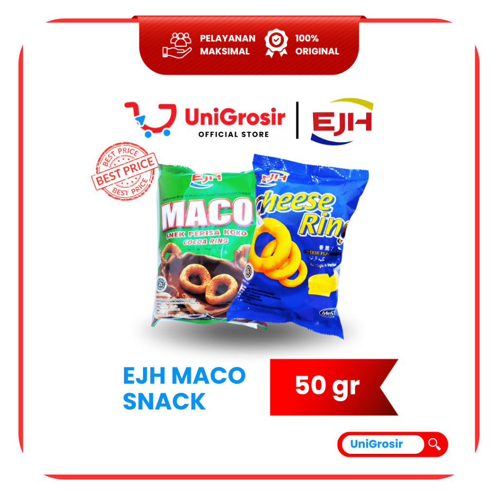 [UniGrosir] EJH MACO SNACK COCOA CHEESE RING HOT SPICY DRUMSTICK GREEN PEAS ~ 50 gr