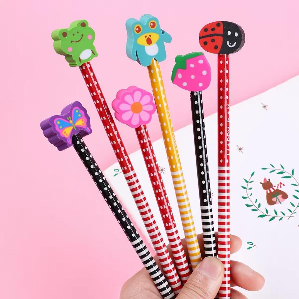 BOS Pensil Karakter + Penghapus Pensil Lucu / Pensil Ada Penghapus Karakter Unik Lucu
