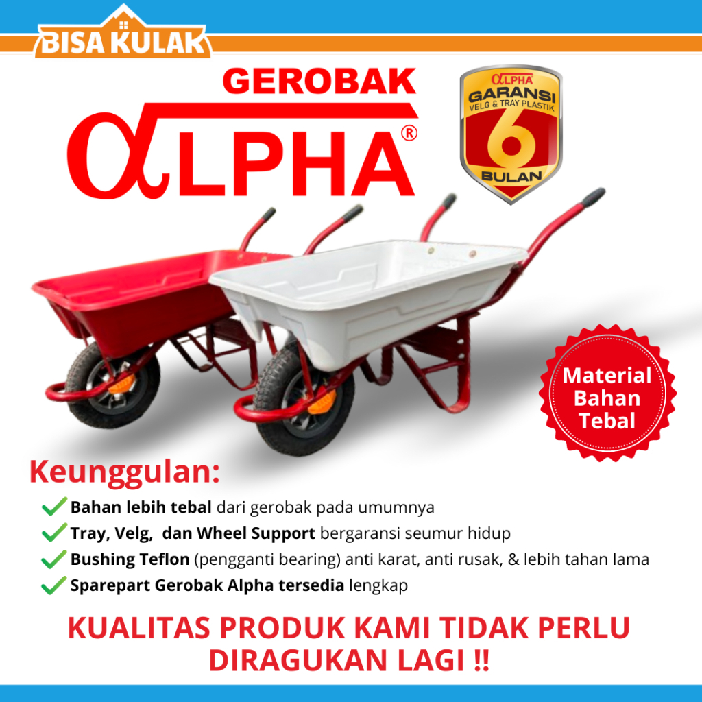 GEROBAK DORONG / ANGKONG - ALPHA BAK PLASTIK TEBAL ANTI PECAH/GEROBAK ALPHA BERKUALITAS