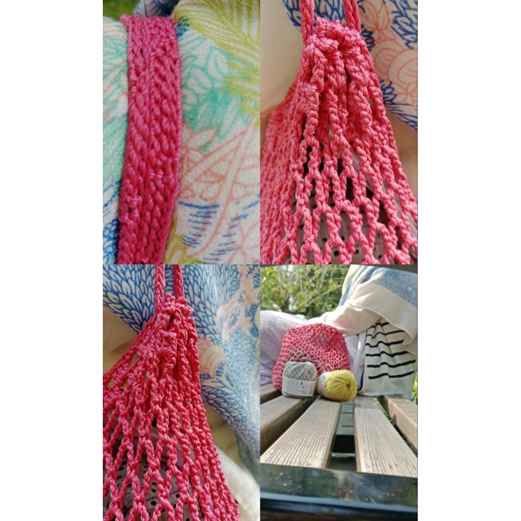 Tas jaring rajut lipat tas totebag jaring rajut tas belanja lipat rajut market bag crochet bag lipat