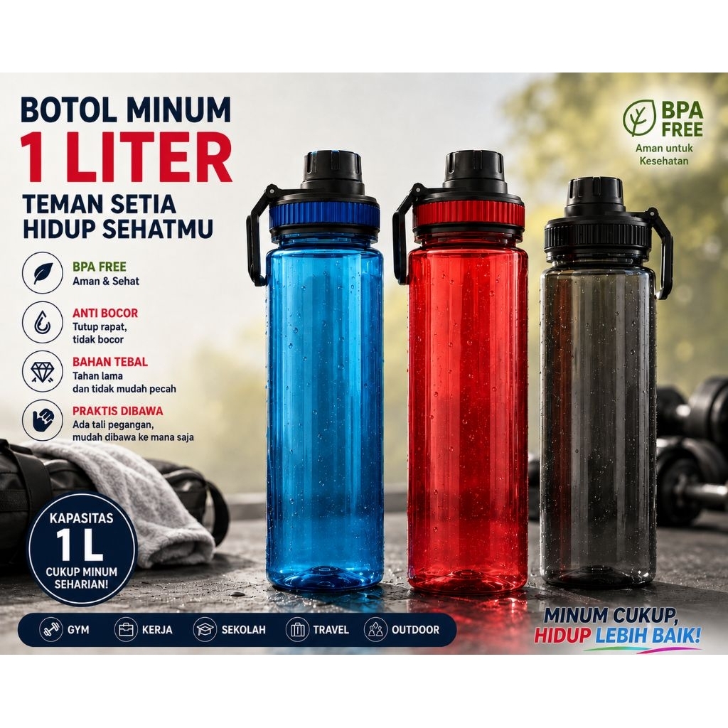 Botol Minum Portable Cup 1 Liter BPA Free